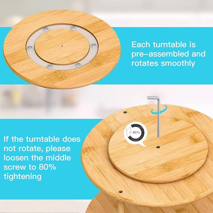 Wood Lazy Susan Organizer Bamboo 2-Tier Rotating Storage Rack – 360° Turntable Organizer for Kitchen, Spices, Cosmetics-Ruum Studio Home