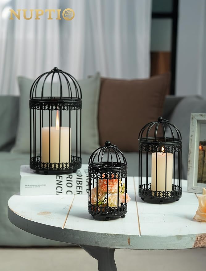 NUPTIO Vintage Bird Cage Decor: Decorative Bird Cage Candle Holder for Table - Hanging Metal Small Birdcage Tealight Votive Holders for Christmas Bridal Shower Centerpiece 6 Inch H-Ruum Studio Home