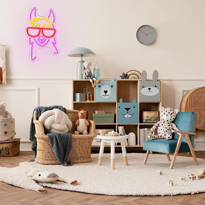 Llama With Red Glasses Neon Sign for Wall Decor Llama Neon Light Cool Animal Neon Light Sign Dimmable USB Powered Colorful LED Neon Sign for Bedroom Zoo Home Bar Pub Animal Lover Restaurant-Ruum Studio Home