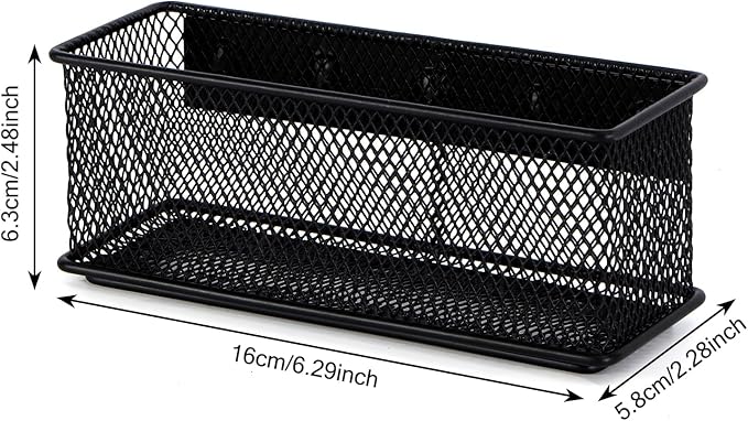6.29'' × 2.28'' × 2.48 Black Magnetic Basket for Refrigerator Magnetic Organizer Holder Locker Organizer for Home Office Accessories Magnetic Basket for Whiteboard,Set of 4-Ruum Studio Home