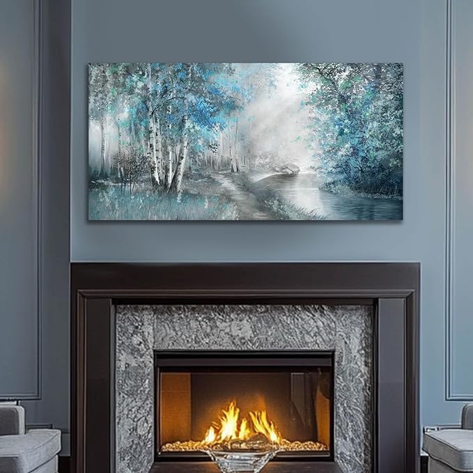 SOUGUAN Forest Wall Art for Living Room Foggy Tree Artwork Sunlight Wall Decor Nature Wall Decorations on Canvas 24"x48" Wall Paintings Ready to Hang-Ruum Studio Home