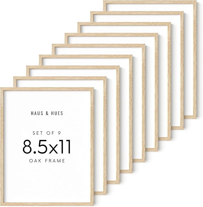 HAUS AND HUES 8.5 X 11 Picture Frame Set of 9 - Certificate Frames 8.5 X 11 Wood Picture Frame, 8.5x11 Picture Frame 8.5x11 Frame Natural Wood Frame, 8.5 X 11 Frame Picture Frame 8.5 X 11-Ruum Studio Home