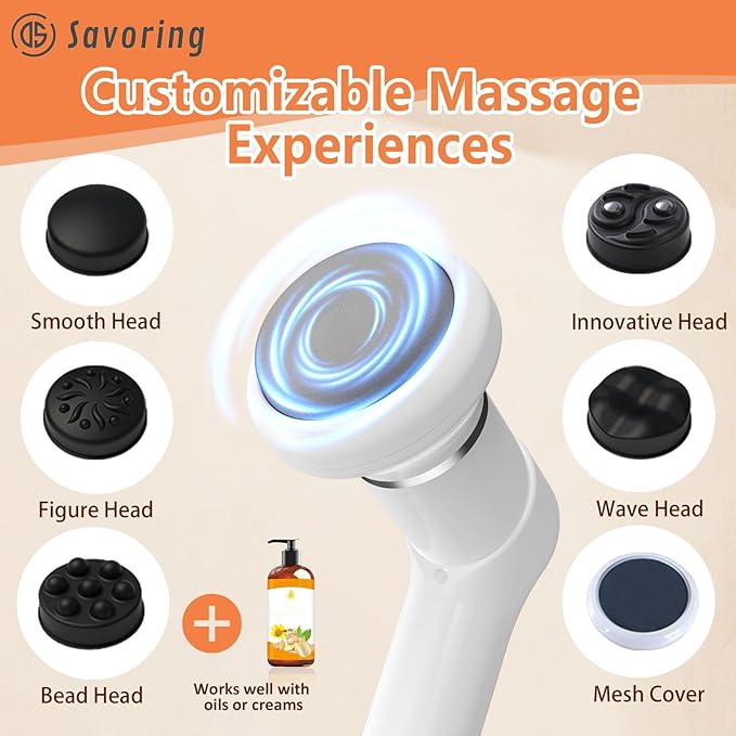 Cordless Body Massage Lymphatic Drainage Tool, 5-in-1 Handheld Body Sculpting Machine, Electric Cellulite Massager with 6 Speeds, Rechargeable & Portable Cellulite Roller for Thighs Butt Fat-Ruum Studio Home