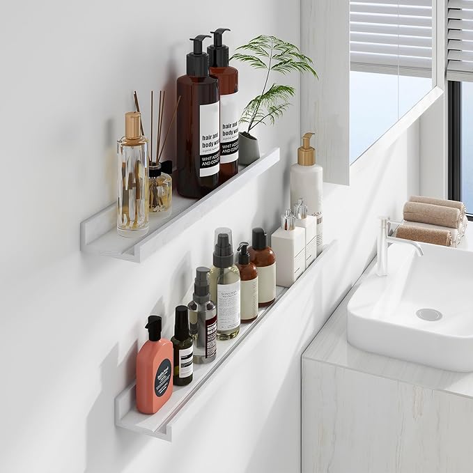 Floating Picture Ledge Shelves 72 Inch Solid Oak Wood Set of 2, Rustic Wall Storage Shelves with Lip, Kids Bookshelf, Photo & Picture Ledge Shelves for Bedroom, Living Room, Kitchen-Ruum Studio Home