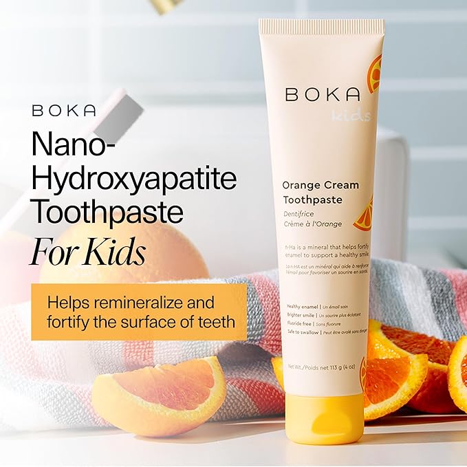 Boka Fluoride Free Toothpaste Nano Hydroxyapatite Toothpaste - Orange Cream Flavor, 4 oz 3Pk US Manufactured-Ruum Studio Home
