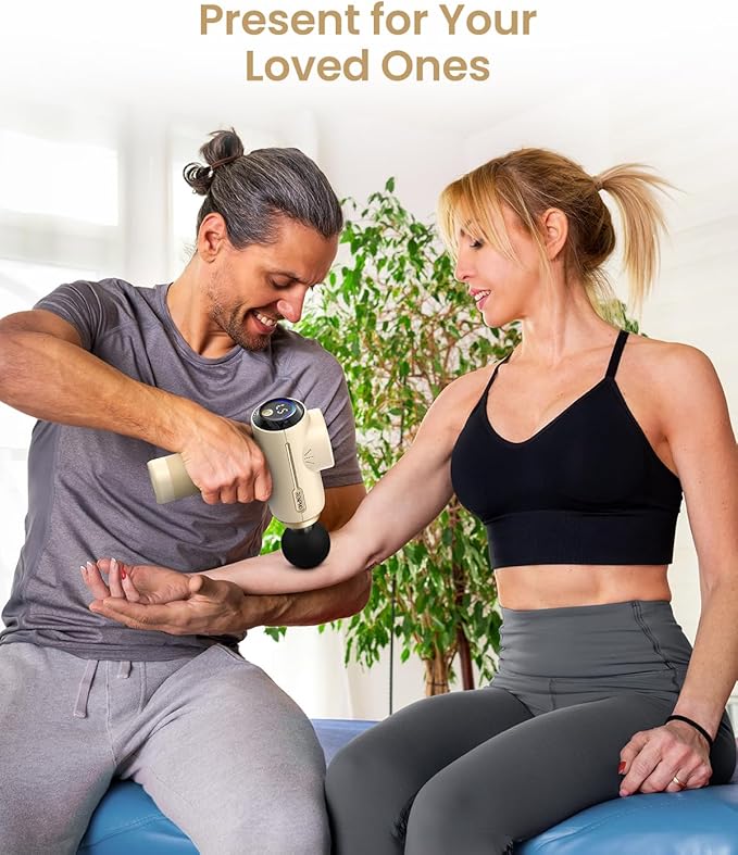RENPHO Massage Gun Deep Tissue, Portable Percussion Massager for Back and Neck, Gifts for Men and Women, Handheld Device with Carry Case, Active Tan-Ruum Studio Home