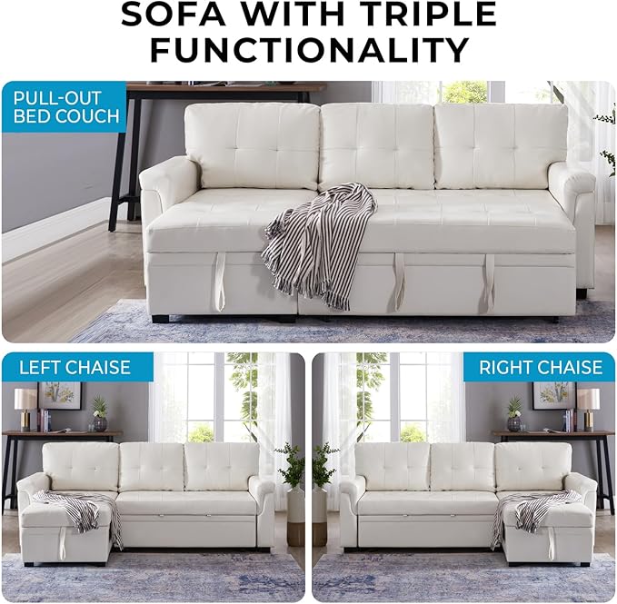 Naomi Home Laura Sectional Sofa White/Air Leather-Ruum Studio Home