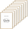 HAUS AND HUES Square Picture Frames 12 x 16 Set of 9 - Photo Gallery Wall Frame Set, Wood 12x16 Frames with Mat, 12 x 16 Frames Gallery Wall Set, Square Frames 12x16 (Beige Oak Frames)-Ruum Studio Home