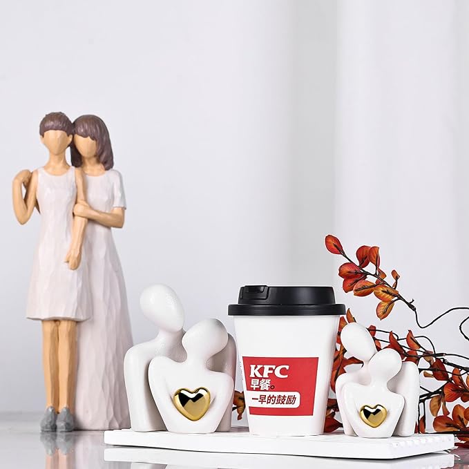 XMGZQ Mini Couple Statue Tv Stand Decor Items for Living Room Home Decor,Bedroom Decor for Couples Sculpture for Anniversary Wedding,Love Gifts for Couples 2025,Knick Knacks for Shelves-Ruum Studio Home