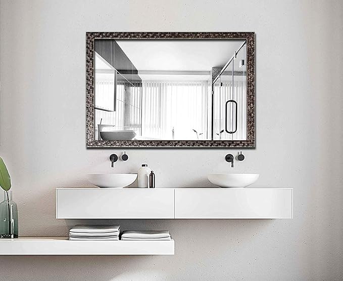 Bathroom Wall Mirror, Decorate Bathroom Mirrors for Wall, Rectangle Modern Bathroom Wall Mounted Mirror Vertical or Horizontal Hanging for Living Room (Black 24“ X 40")-Ruum Studio Home