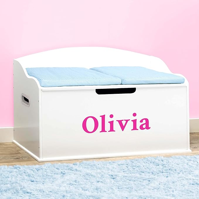 DIBSIES Personalized Creative Wonders Toy Box, Signature Series for Girls, 30 x 19.25 x 18 inches, Soft-Close Lid (White)-Ruum Studio Home