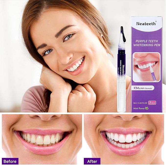 Teeth Whitening Pen 3 Packs Purple Toothpaste for Teeth Whitening Gel Color Correcting Whiter Gels Pen for Sensitive Teeth Essence Pen for Coffee/Smoking Stains-Ruum Studio Home