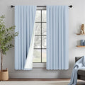 Light Blue Linen Curtains for Bedroom 63 Inch Length 2 Panel Cute Blackout Textured Darkening Light Heat Reducing Curtains for Kids Room Teen Girls Nursery Breakfast Nook Sky Blue Drape 63 Long Window-Ruum Studio Home