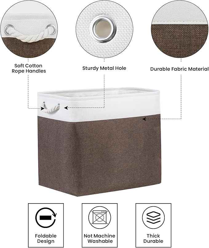 Bidtakay Baskets for Organizing Set of 2 Extra Large Fabric Storage Bins 17x12x15 in Collapsible Laundry Baskets Blanket Basket with Soft Handles Rustic Decorative Stair Basket Dog Toy Bins-Ruum Studio Home