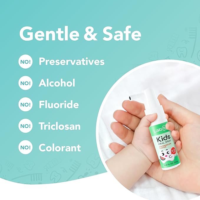 LAB52 Kids Oral Spray, Toddler Toothpaste Helper for Daily Oral Care and Fresh Breath, Children Approved with Fluoride Free for Newborn to Preschoolers, Xylitol Vanilla Flavor-Ruum Studio Home