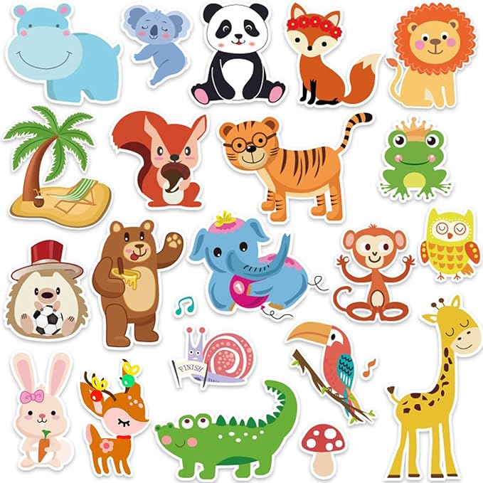 Window Clings Stickers for Kids Window Gel Clings Decals Thick Gel Clings Toddlers and Adults Classroom Home Nursery Airplane Birthday Party Supplies (Jungle Animals)-Ruum Studio Home