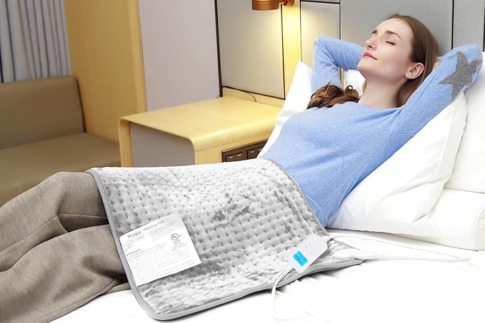 Ruqiji 17''x33'' XXXL King Size Heating Pad with Fast-Heating Technology&10 Temperature Settings, Flannel Electric Heating Pad/Pain Relief for Back/Neck/Shoulders/Menstrual Pain/Leg Cramp (Light Grey)-Ruum Studio Home