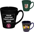 DISCOUNT PROMOS Custom Glossy Ceramic Latte Coffee Mug 12 oz. Set of 1, Personalized Bulk Pack - Perfect for Tea, Espresso, Cappuccino, Hot Cocoa - Black-Ruum Studio Home