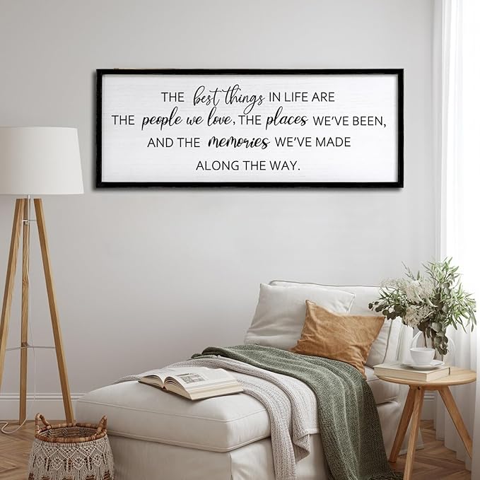 The Best Things in Life Framed Wall Art, 32''×12'' Rustic The Best Things in Life Sign for God Jesus Christ Prayer, Horizontal Holy Inspirational Family Home Decor-Ruum Studio Home