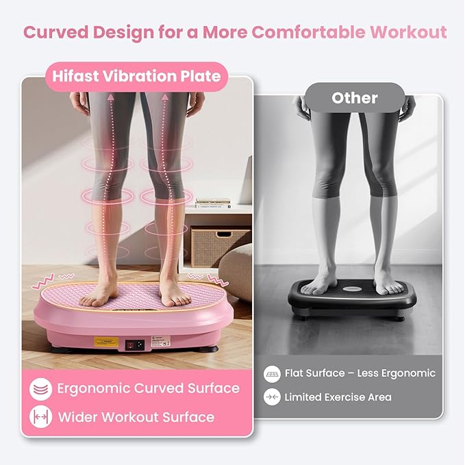 Curved Vibration Plate Exercise Machine, Vibrating Plate 400 lbs Capacity with 9 Auto Modes and 120 Adjustable Speeds, Large LED Display, Touch and Remote Control, Vibration Platform for Home-Ruum Studio Home
