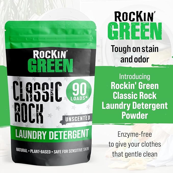 Rockin' Green Classic Rock Laundry Detergent Powder (90 Loads) - All Natural Laundry Detergent - Sensitive Skin Laundry Powder (Unscented)-Ruum Studio Home