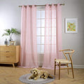 MIUCO Semi Sheer Curtains Poly Linen Textured Solid Grommet Curtains 95 Inches Long for Bedroom 2 Panels (2 x 37 Wide x 95" Long) Pink-Ruum Studio Home