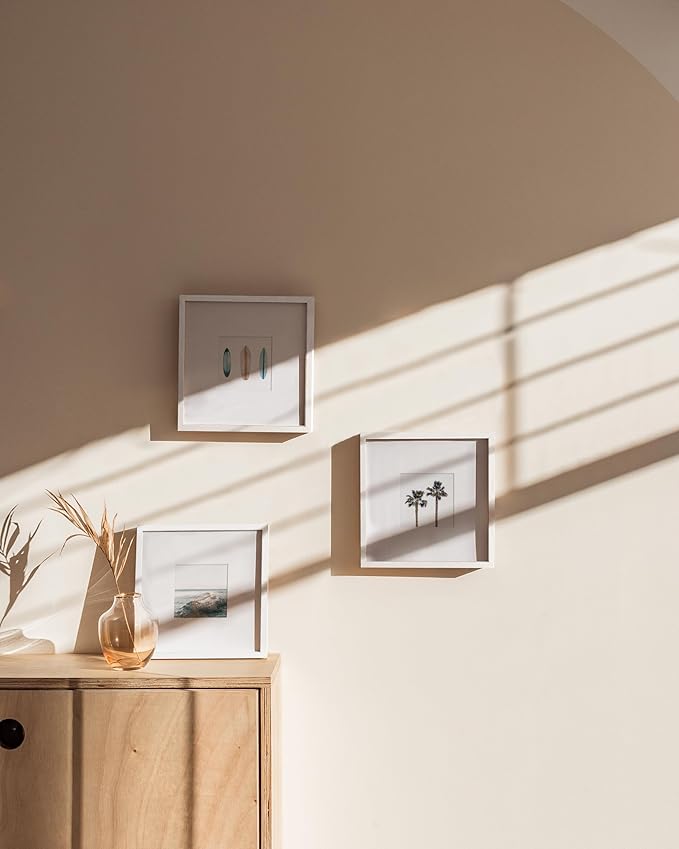 HAUS AND HUES 8x8 Square Picture Frames Set of 15 - Oak Wood Gallery Wall Frames, White-Ruum Studio Home