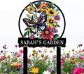 Personalized Butterfly Metal Sign with Stake,Custom Gardener Family Name Signs Outdoor Decorate,Customized Garden Accessories Decor for Mother's Day,Sunflowers Plaques for Patio Lawn Porch Backyard-Ruum Studio Home