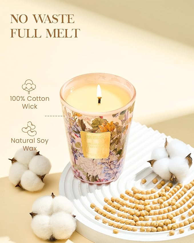 M&SENSE Citrus Water Flower Scented Candles, Soy Natural Wax Candles 14.1oz 60H Burn Time Long Lasting, Natural Aromatherapy Calm Stress Relief, Home Fragrance Housewarming Gifts-Ruum Studio Home