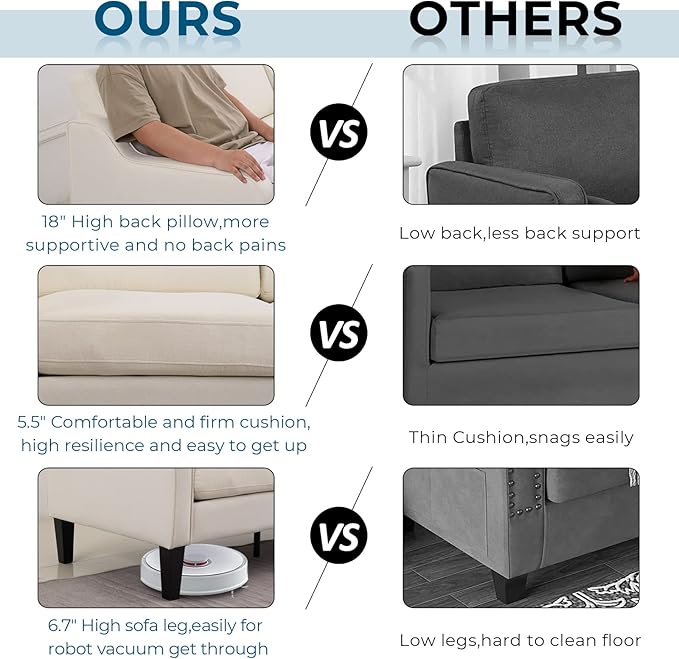 VINGLI Modern Accent Chairs Set of 2, Beige Living Room Chairs Comfy Armchair for Bedroom, Upholstered Sofa Chair Reading Chair for Small Spaces, Apartment, Waiting Room-Ruum Studio Home