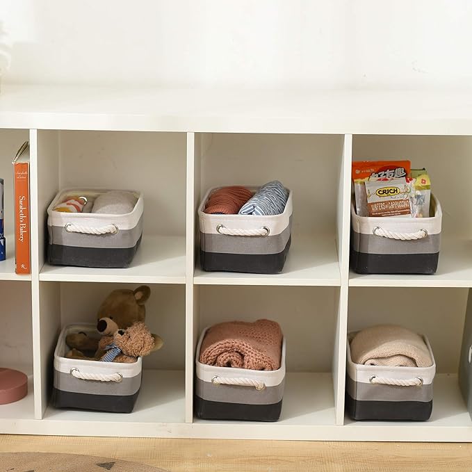 Small Storage Baskets for Shelves,Fabric Storage Baskets for Closet,Rectangular Collapsible Baskets for organizing Clothes,Books,Gifts-Ruum Studio Home