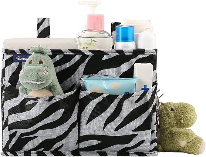 Surblue Caddy Hanging Organizer Bedside Storage Bag for Bunk and Hospital Beds, Zebra, Small-Ruum Studio Home