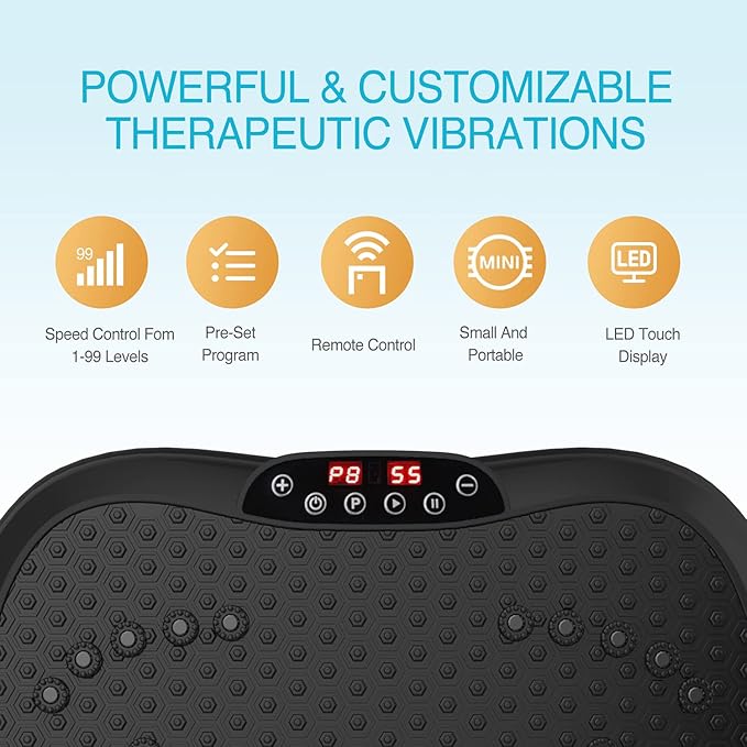 AXV Vibration Plate Exercise Machine Whole Body Workout Portable Mini Vibrate Fitness Platform Lymphatic Drainage Machine for Weight Loss Shaping Toning Wellness Home Gyms Workout (Mini)-Ruum Studio Home
