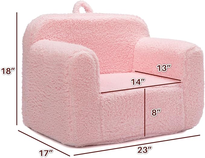 ALIMORDEN Kids Ultra-Soft Snuggle Foam Filled Chair, Toddler Cuddly Sherpa Reading Couch for Boys and Girls, Pink-Ruum Studio Home