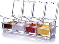 ME.FAN Clear Seasoning Rack Spice Pots - 4 Piece Acrylic Seasoning Box - Storage Container Condiment Jars - Cruet with Cover and Spoon-Ruum Studio Home