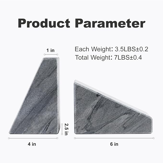 Marble Bookends for Heavy Books, Decorative Book Ends for Shelves, Unique and Heavy-Duty Book Ends for Hardback Book & CDS, Stone Book Stopper, Modern Book Holder, Monte Grigi, Set of 2-Ruum Studio Home