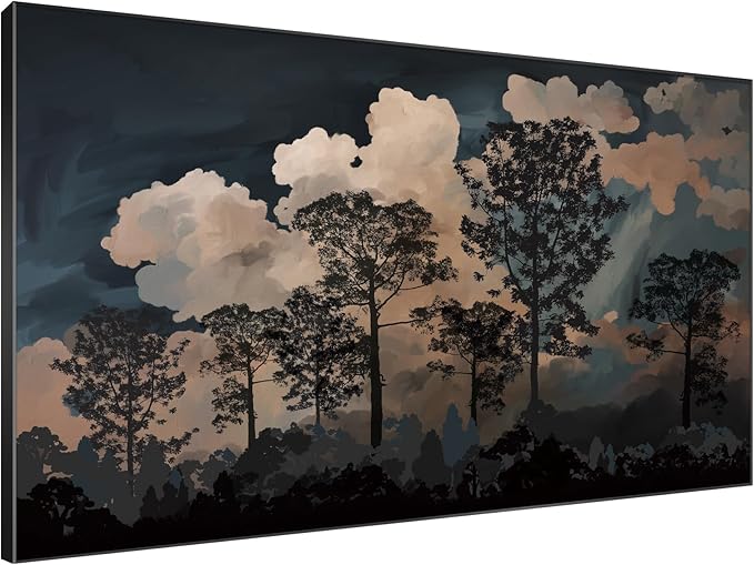 SIGNWIN 46"x72" Extra Large Framed Wall Art Silhouetted Trees at Dusk, Dramatic Forest and Cloudscape for Home Living Room Bedroom Decor (Frame Assembly Required)-Ruum Studio Home