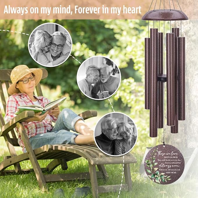 Sympathy Wind Chimes, Personalized Wind Chime for Loss of Loved Father/Mother/Lover, Commemorative Sympathy Bereavement Condolences Gifts for Funeral (36inch)-Ruum Studio Home