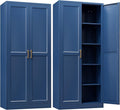 Kitchen Pantry Cabinet,71”Blue Metal Pantry Storage Cabinets with Doors and 4 Adjustable Shelves,Kitchen Cabinet with 2 Gold Handles,Tall Cabinet for Livingroom,-Ruum Studio Home