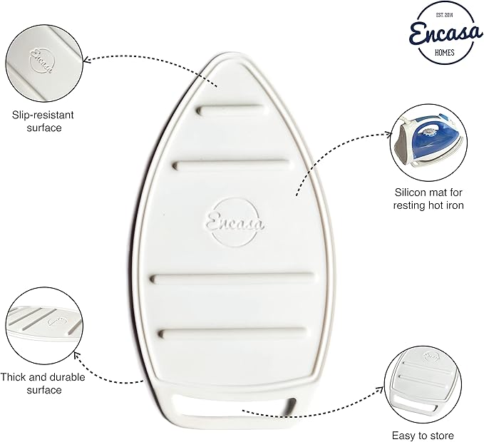 Encasa Homes Silicon Mat for Hot Iron Rest - Heat Resistant, Anti - Slip, Thicker Pad for Protecting Your Table During Ironing, Non-Burning, Machine Washable, Durable - White-Ruum Studio Home