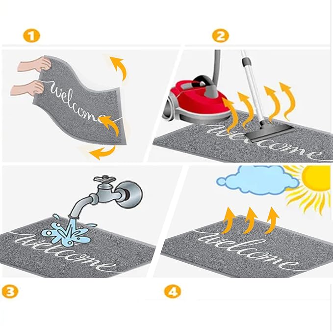 Durable Low Profile Floor Mat, Indoor and Outdoor, Non Slip Rug, Easy to Clean Welcome Mat, for High Traffic Areas, Entryway, Patio (36x24", Grey)-Ruum Studio Home