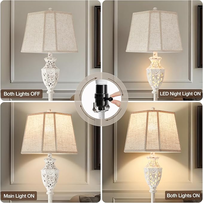 Luvkczc Rustic Floor Lamp - Resin Carved Base with Hollow Night Light, Farmhouse Cottage Decor, Vintage Standing Lamp for Living Room, Bedroom (Includes Bulb)-Ruum Studio Home