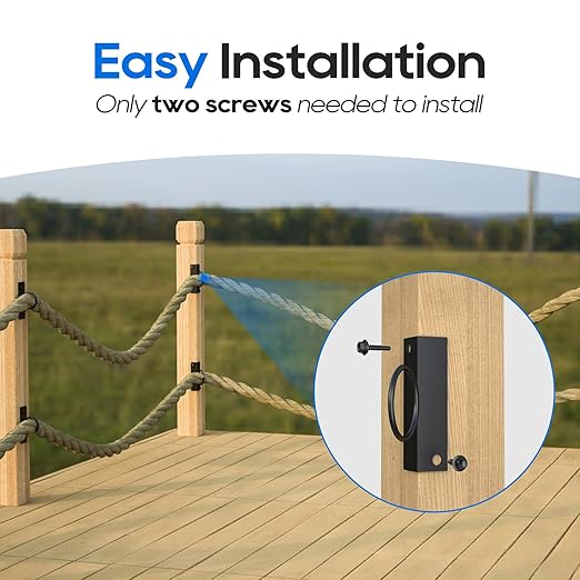4Pack 2inch Rope Support Holder for Corner Post Drop Ring Brackets Stainless Steel Decorative for Hemp Rope Fencing Stair Deck Railing Ceiling Hook-Ruum Studio Home