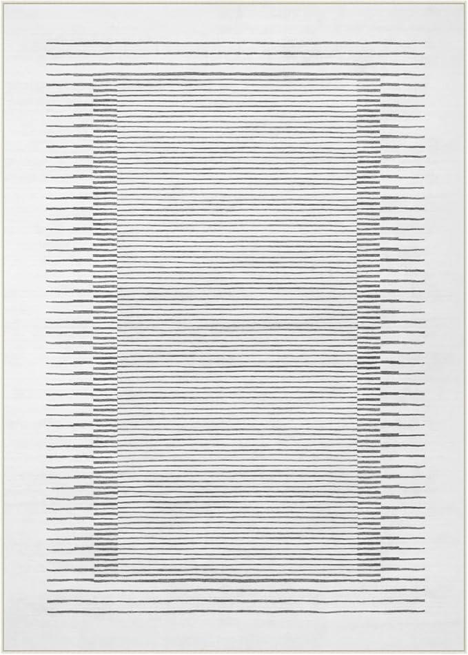 Wonnitar 5x7 Washable Striped Living Room Area Rug, Non-Slip Grey Boho Rugs for Bedroom, Low Pile Soft Minimalist Floor Carpets for Dining Room Home Office (Grey,5' x 7')-Ruum Studio Home