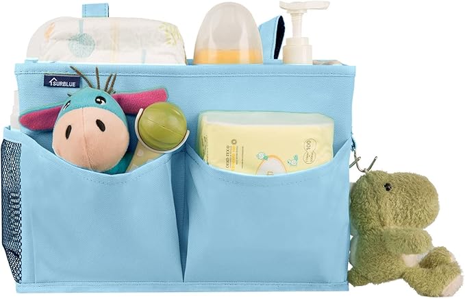 Surblue Bedside Caddy Hanging Organizer Bedside Storage Bag for Bunk and Hospital Beds (Small, Skyblue)-Ruum Studio Home