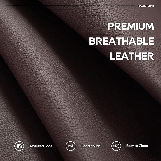 COLAMY Oversized Leather Recliner Chair, 360°Swivel Rocking Manual Recliner with Thick Cushioned Padding Backrest and Wide Seat - Darkbrown-Ruum Studio Home