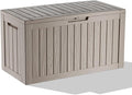 86 Gallon Outdoor Deck Box,Storage Lockable Waterproof Patio Furniture,Garden Tools,Cushions,Pool Accessories Outside Storage Resin Box(Grey)-Ruum Studio Home