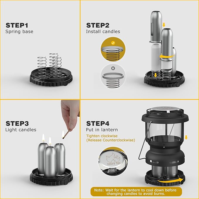 3-Wick Emergency Candle Lantern for Power Outages [18H+ Burning Time] Vintage Decorative Candle Lantern for Real Candles, Outdoor Portable Camping Survival Lighting [7.1"*5.7" - Matte Black]-Ruum Studio Home