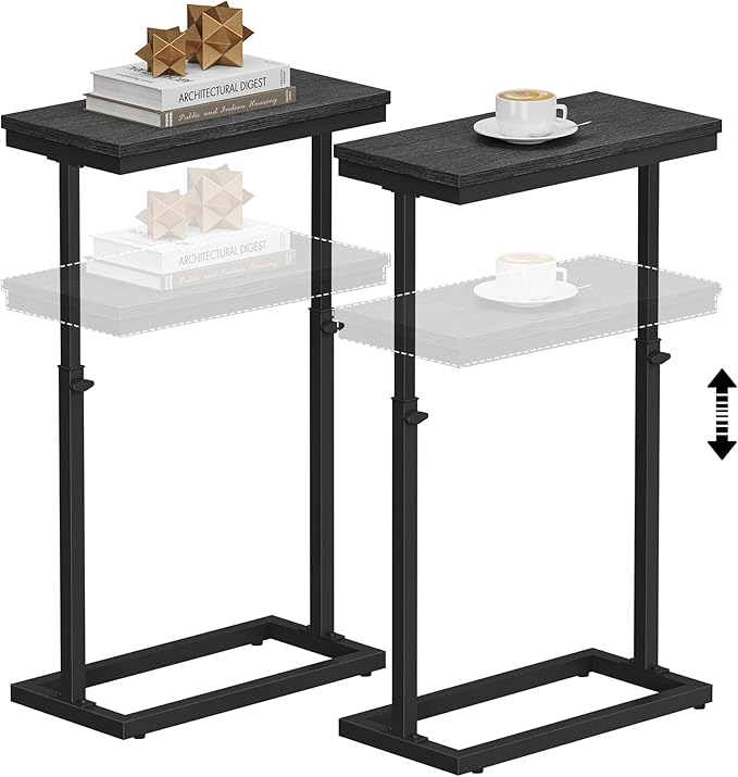 TUTOTAK End Table, Side Table, Tall Couch Table, Sofa Table, Living Room, Bedroom, Black TB01BK0832-Ruum Studio Home