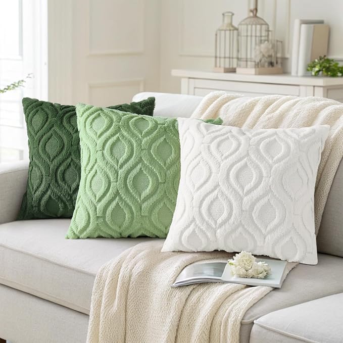 decorUhome Throw Pillow Covers 26x26 Inch Set of 2, Soft Plush Decorative Faux Fur Cream Beige Solid Couch Pillow Covers, Accent Farmhouse Neutral Square Euro Pillow Cases for Sofa Bed Living Room-Ruum Studio Home
